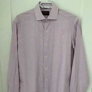 Hickey Freeman Men's Dress Shirt Pink Check Size 15.5" M